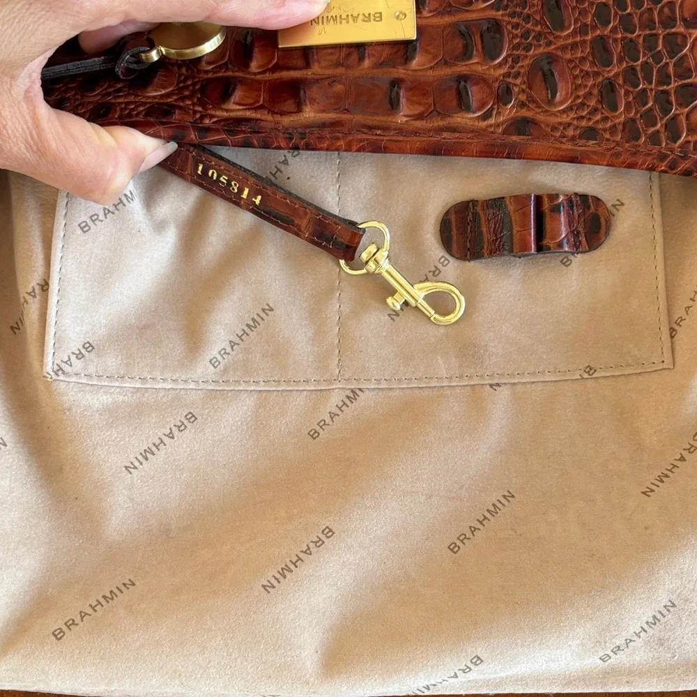 Brahmin‎ Brown Croc-Embossed Crossbody Bag